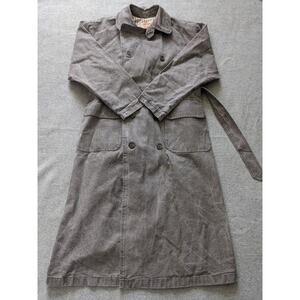 Vintage Australian Outback Trench Coat Duster Mens Size XS Gray Stonewashed